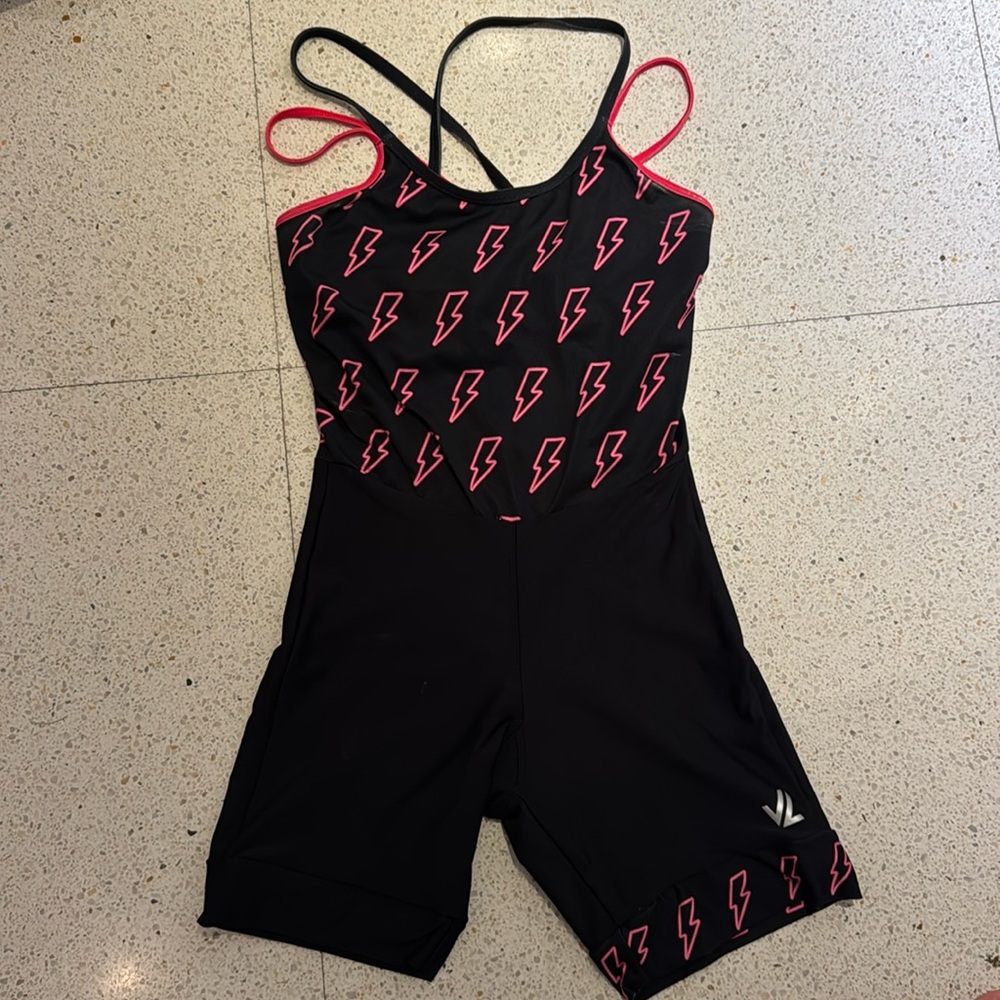 JL Racing Rowing Unisuit - Black and Pink Lightning Bolts